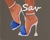 Blue/White Feather Heels