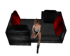 Black, Red lazy couch