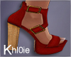 K boom red wood heels