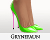 Green heels pink sole