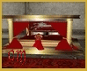 Red/Gold 4 Poster Bed
