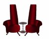 RED CLUB CHAIRS/ TABLE