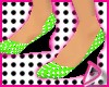 ~D Green dot wedge heel