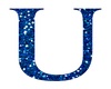 Blue Glitter Letter U