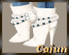 ~Caj~ White Suede Boots