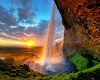 Sunset Waterfall BckDrop