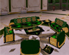 gold + green couch