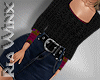 Black Knit Denim Skirt