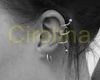 Three ear piercings
