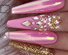Pink-Gold Diamond Nails
