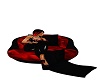 BLK N RED KISSING CHAIR