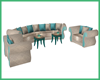 Teal Ivory Sofa Set