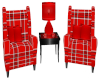 Red Plaid Coffee Chairs