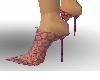 lace slides heels pink