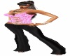 MJ-pink top black pants