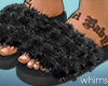Boze Black Fur Slides