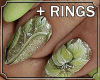GREEN LEAF NAILS + RINGS