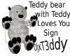 Teddy w TeddyLovesU sign