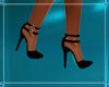Black/teal strappy heels