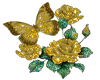 a gold rose N butterfly