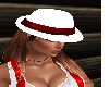 red and white bowler hat