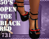 50's OPEN TOE RED n BLK