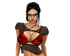 Red and black netted top