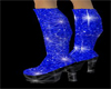 Blue glitter knee boots