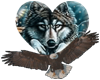 Wolf in hart with eagle