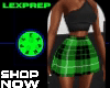 x. Green Plaid Skirt