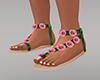 Green-Pink Rose Sandals