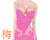 梅 pink lace dress