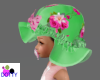 kids green flower bonnet