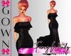 Satin Rose Gown - Black