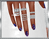 Silver Rings+Color Nails