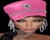 Tilted Leather Hat-Pink