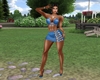 2PC Blue Belted Skirt