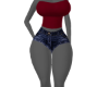 BURGUNDY-TOP JEAN-SHORTS