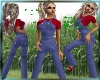 Jean Overalls red shirt