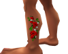 red rose leg tattoo