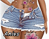 *A* Denim Tattoo Shorts