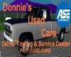 Donnie's Used Car Sign