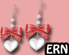 Red bow heart earrings