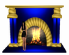 blue and gold fireplace