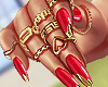 Red Nails + Golden Rings