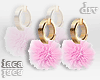 Pink Pompom Earrings