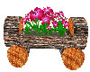 Flowers In Log Car