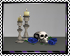 Candle Skull Roses Blue