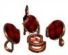 Red Golden Couch Set