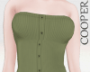 !A green strapless dress